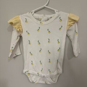 Kate Quinn White and Yellow Lemon Print Bodysuit
